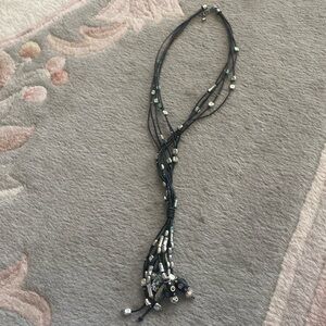 Leather and silver 20 inch long necklace handmaid from artist in 🇩🇪 Germany
